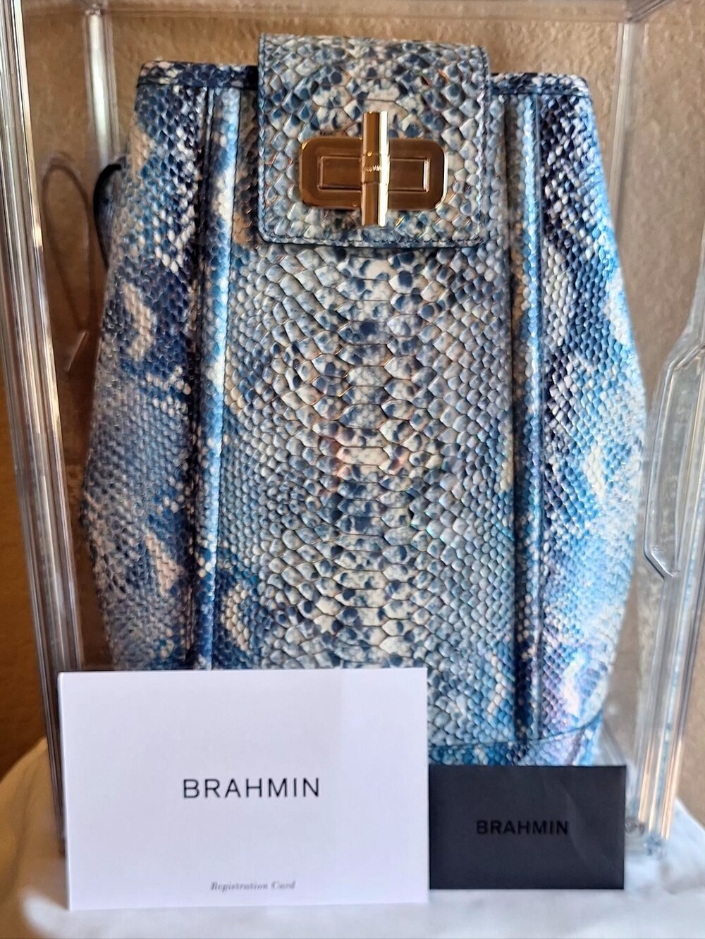 Brahmin Blue White Maddie Backpack Shoulder Bag